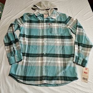 Levi's Big Boy's Hoodie Long Sleeve Flannel Shirt Size XL